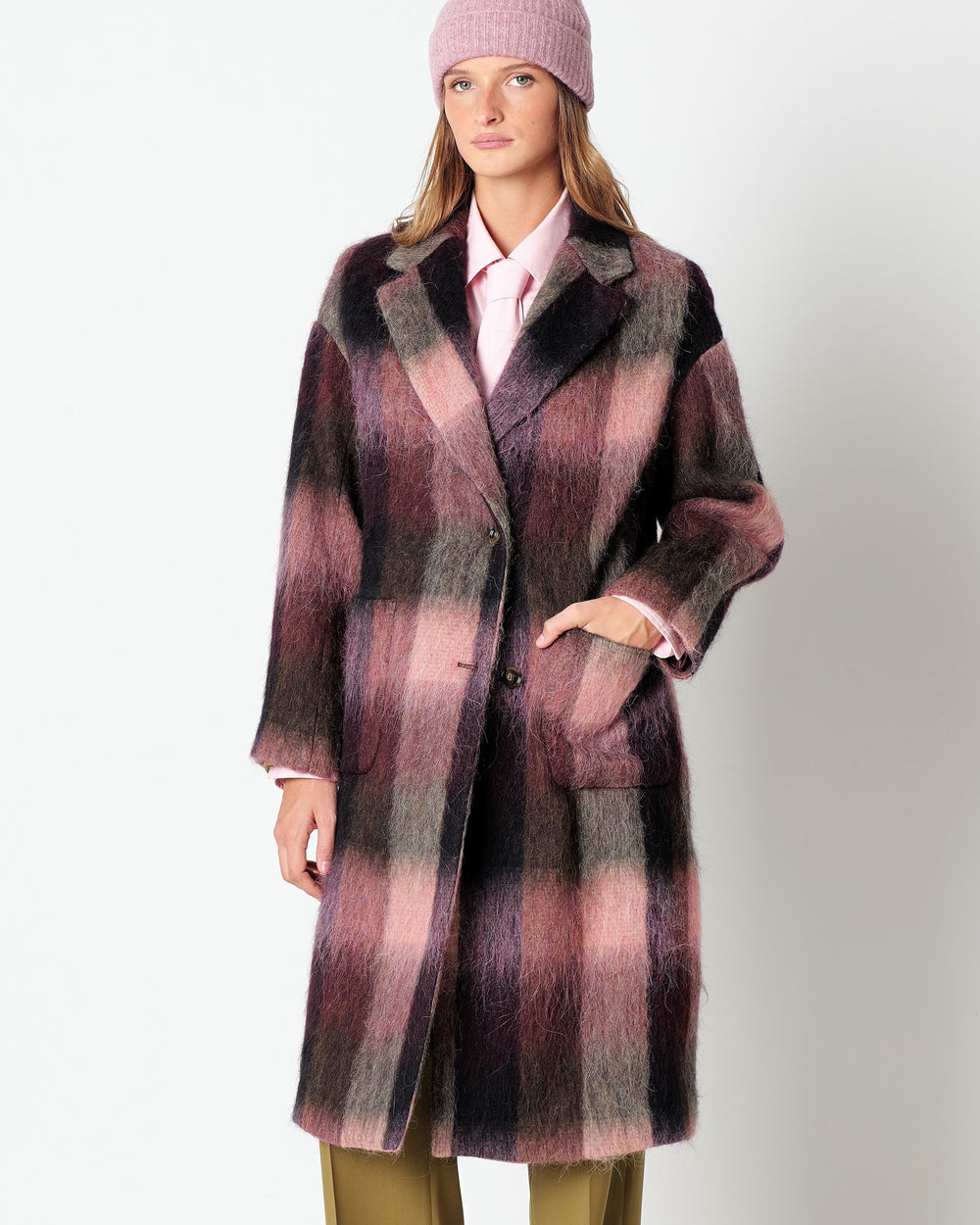 pink degrade` check coat