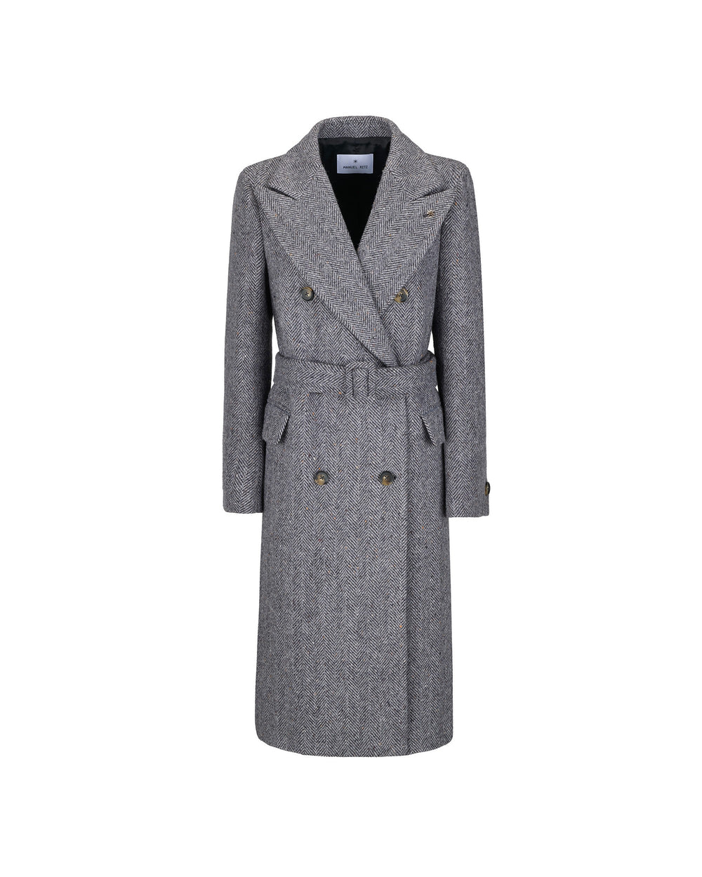 gray melange` chevron double breasted coat