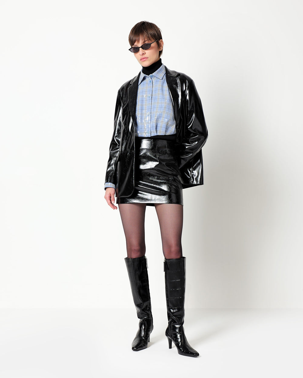 faux leather mini skirt