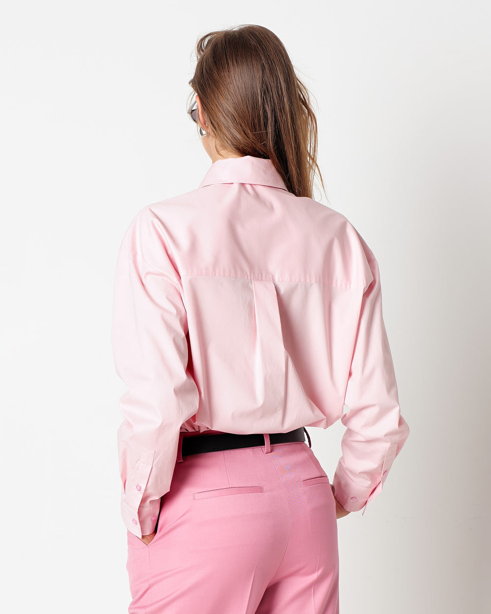 pink stretch cotton shirt and tie