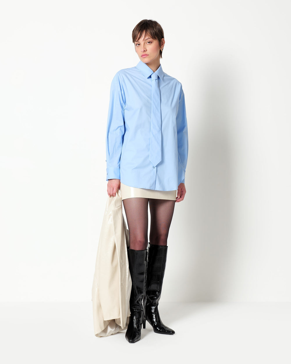 stretch cotton shirt and tie