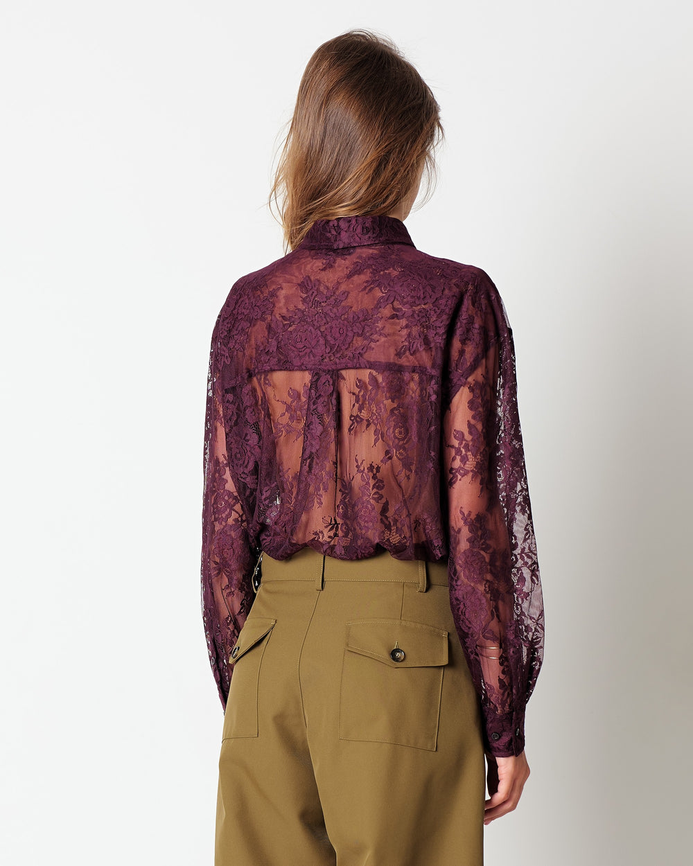 red lace shirt and tie