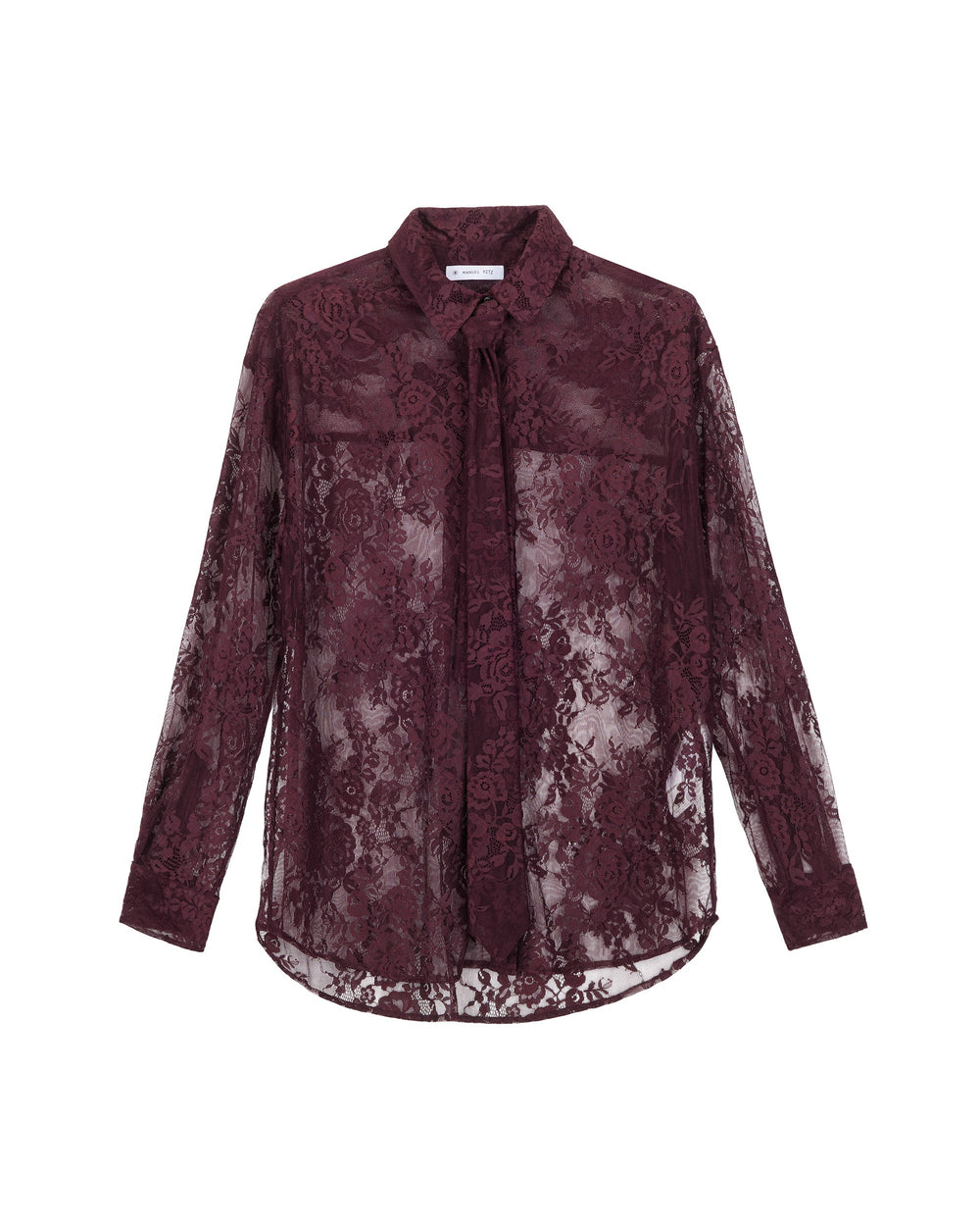 red lace shirt and tie