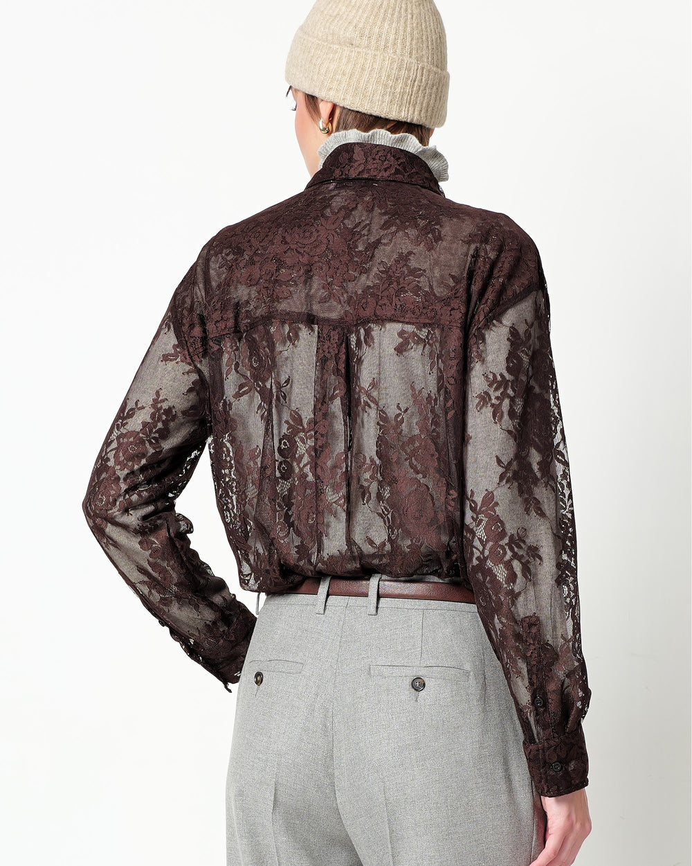 lace shirt and tie