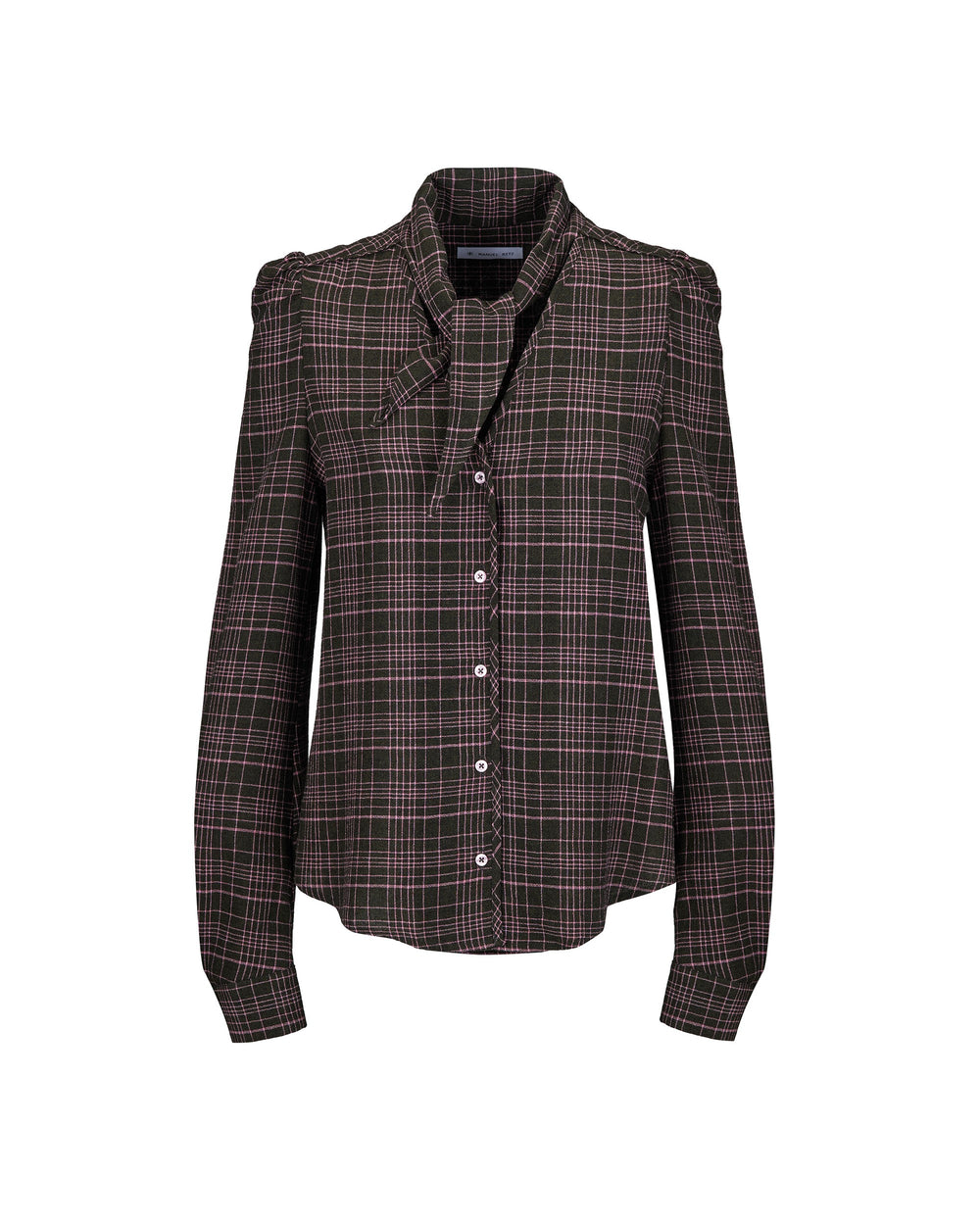 brown viscose wool checked shirt