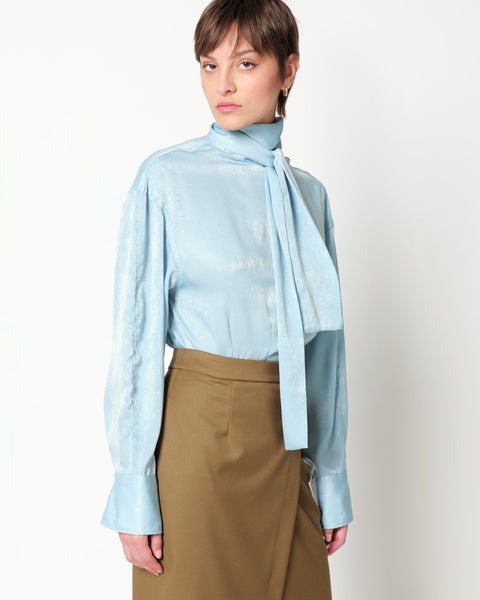 satin effect bow tie shirt