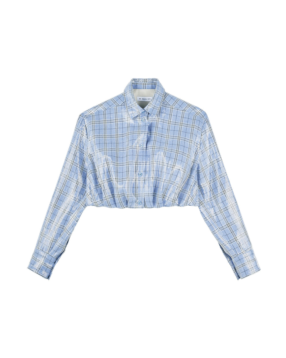 cropped checked shirt with all over sequins