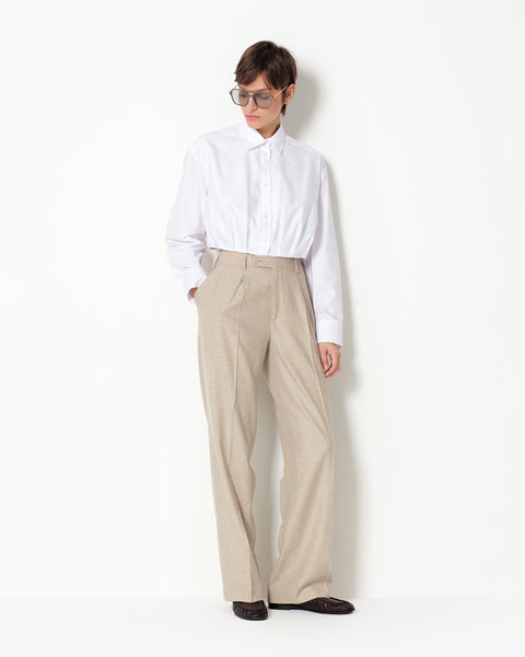 cropped cotton blend oxford shirt
