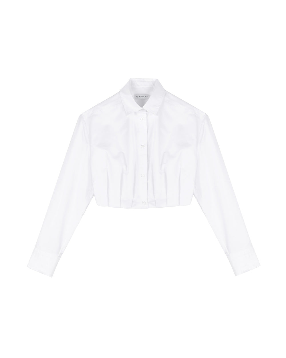 cropped cotton blend oxford shirt