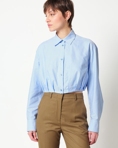 cropped cotton blend oxford shirt