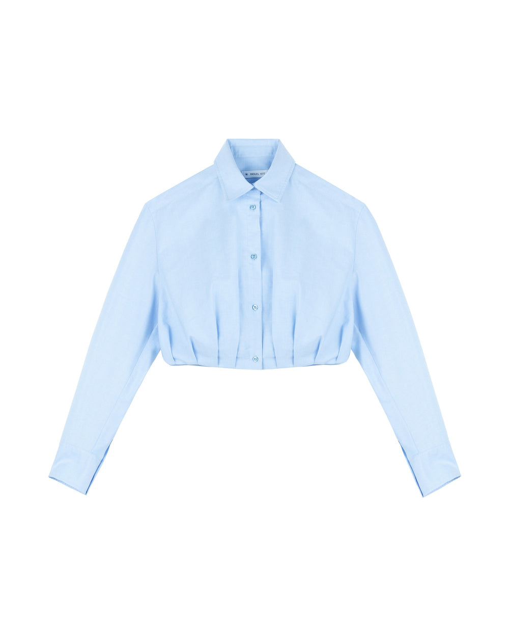 cropped cotton blend oxford shirt