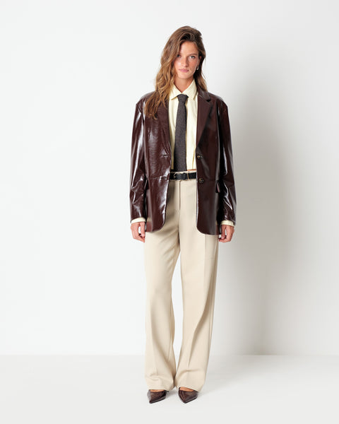red faux leather blazer