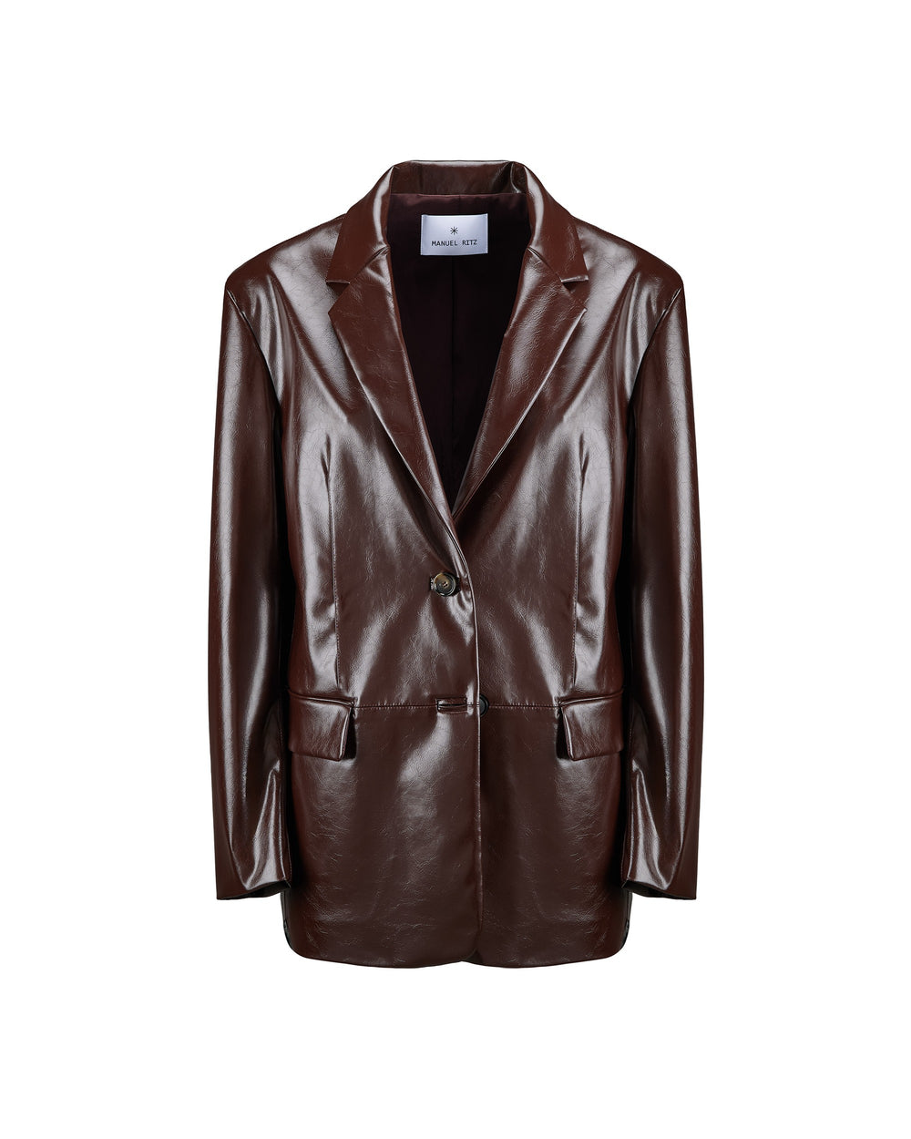 red faux leather blazer