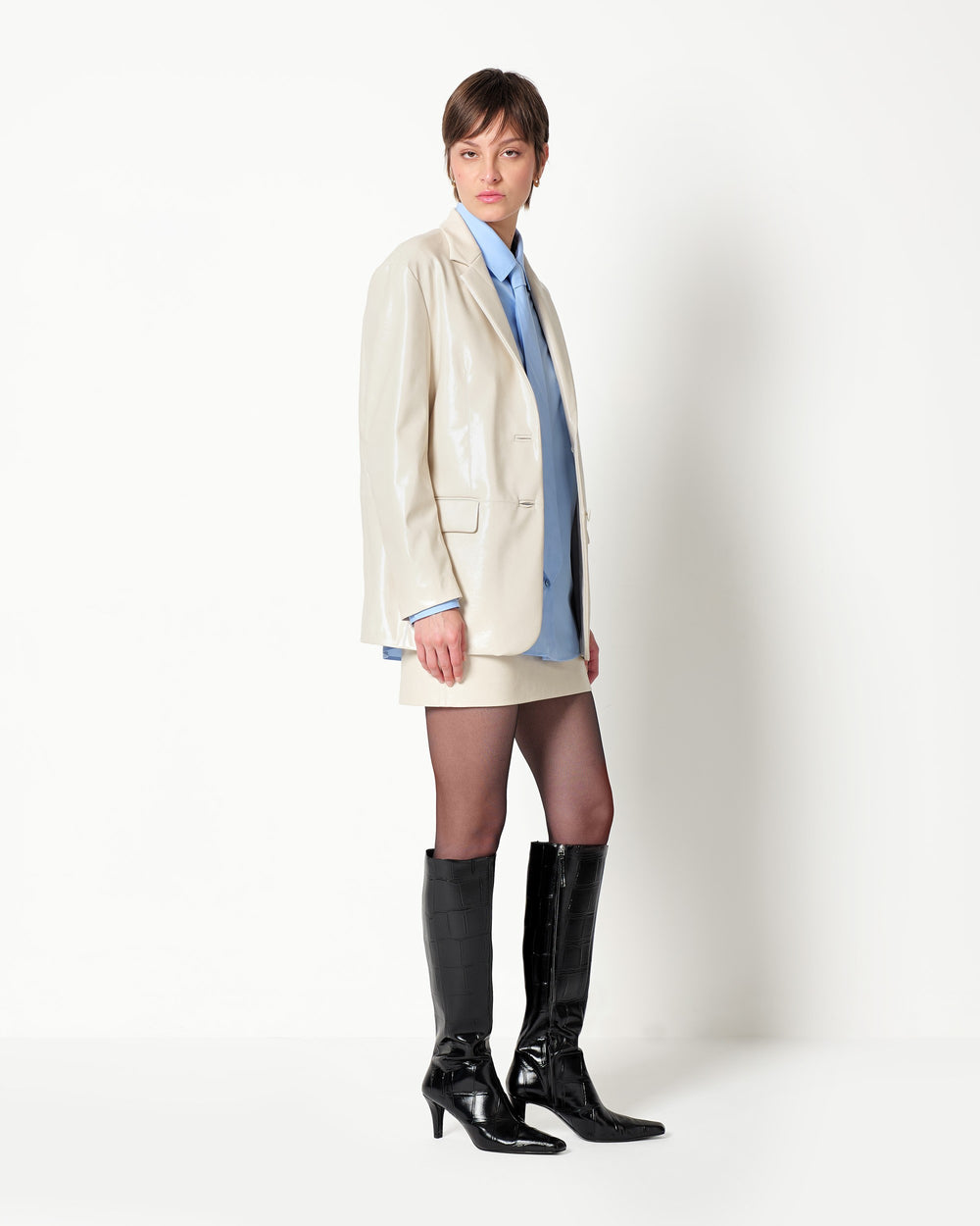 faux leather blazer