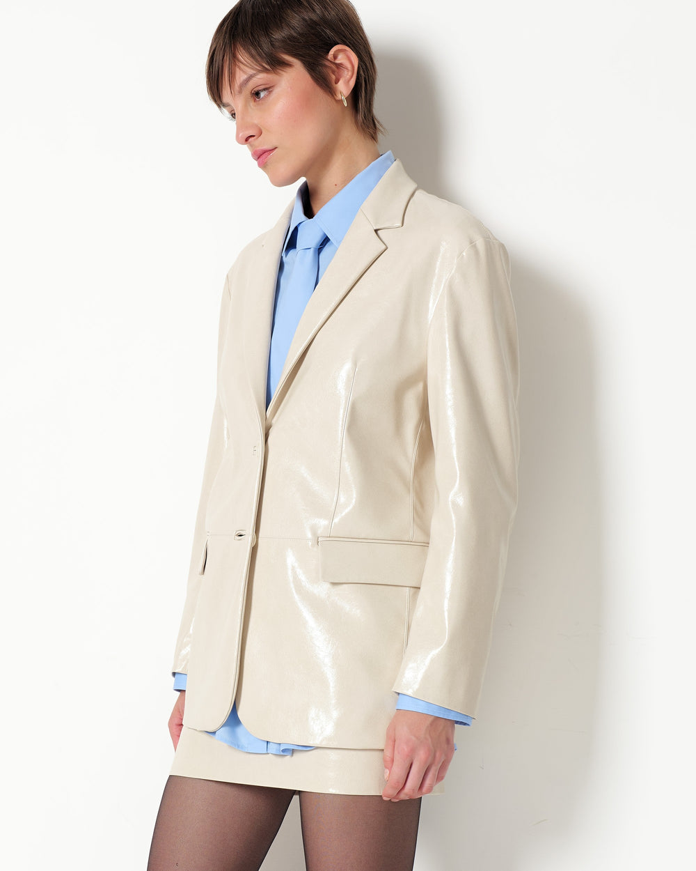 faux leather blazer