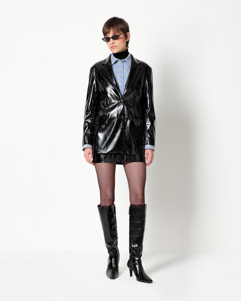 faux leather blazer