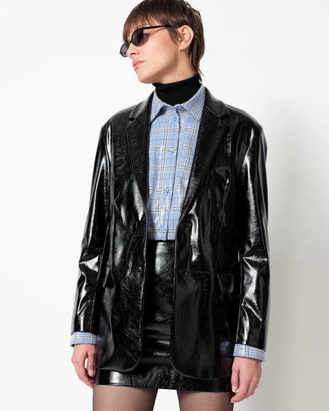 faux leather blazer