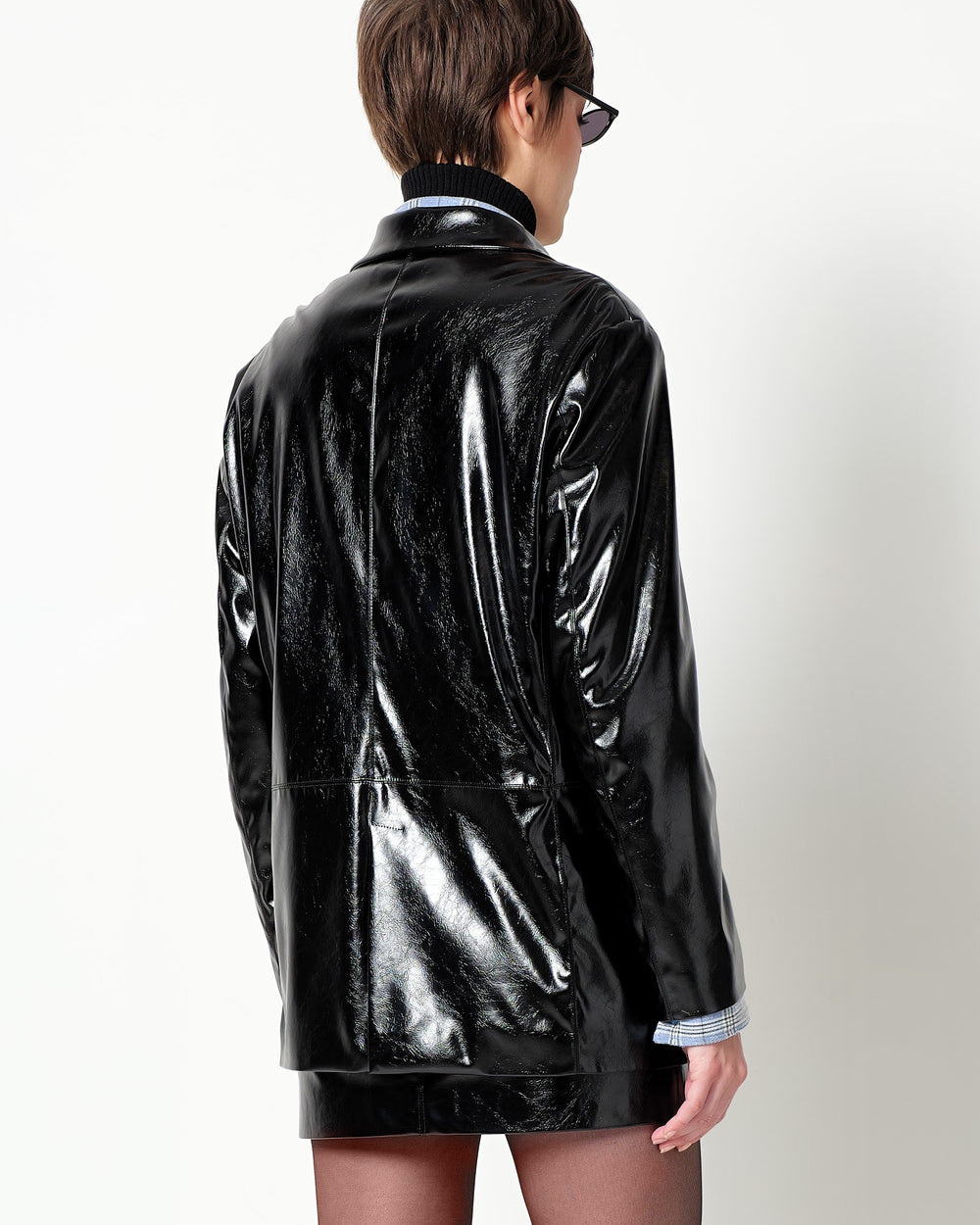 faux leather blazer
