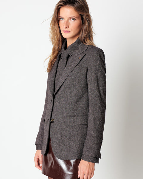 brown melange` poly viscose blazer