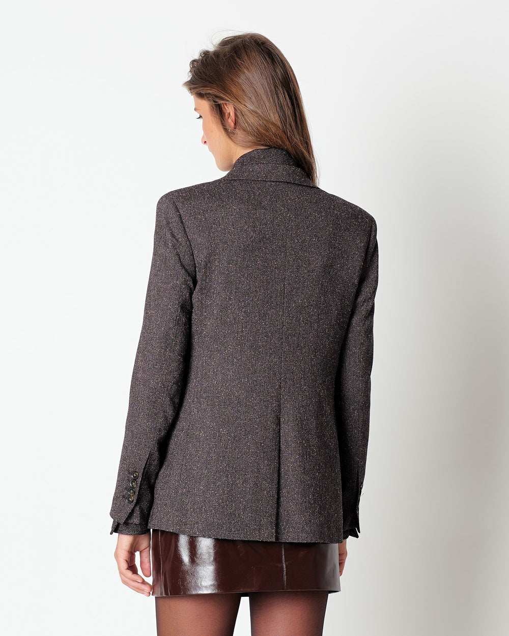 brown melange` poly viscose blazer