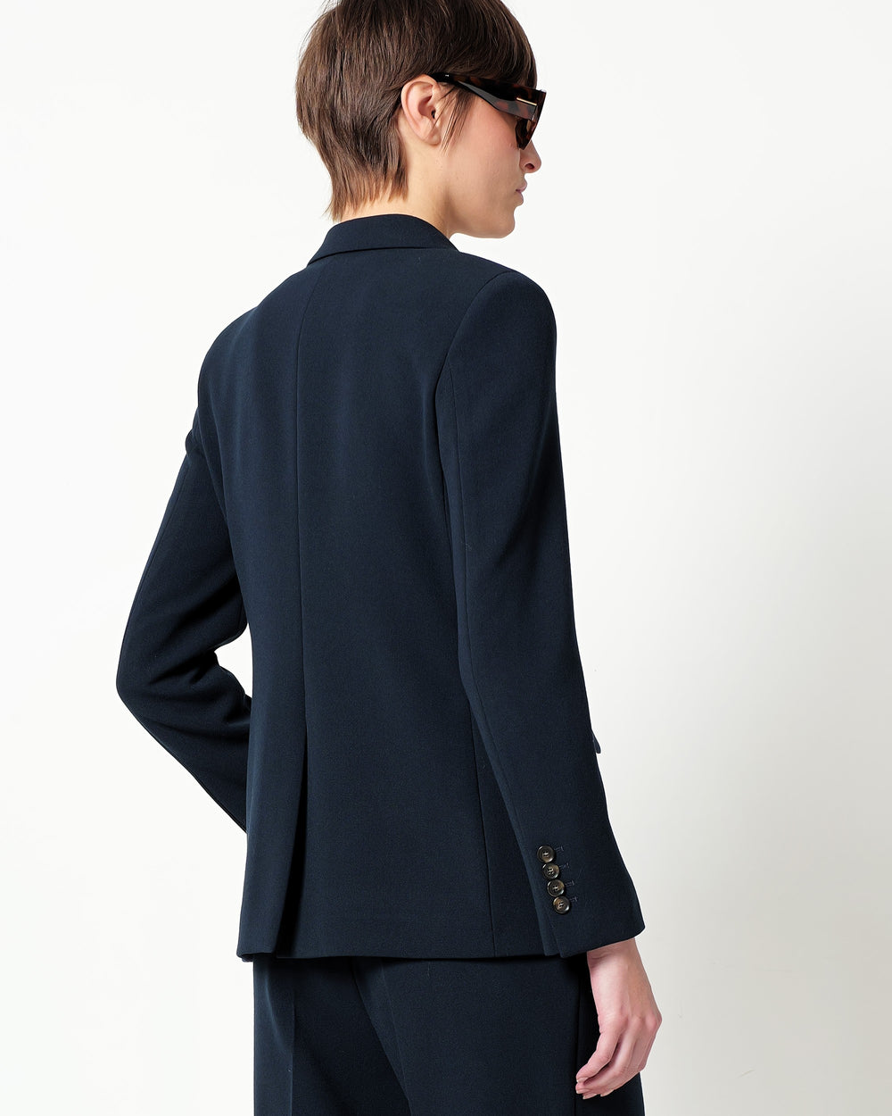 stretch poly viscose double breasted blazer