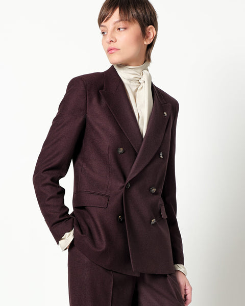 double breasted blazer in stretch wool blend twill