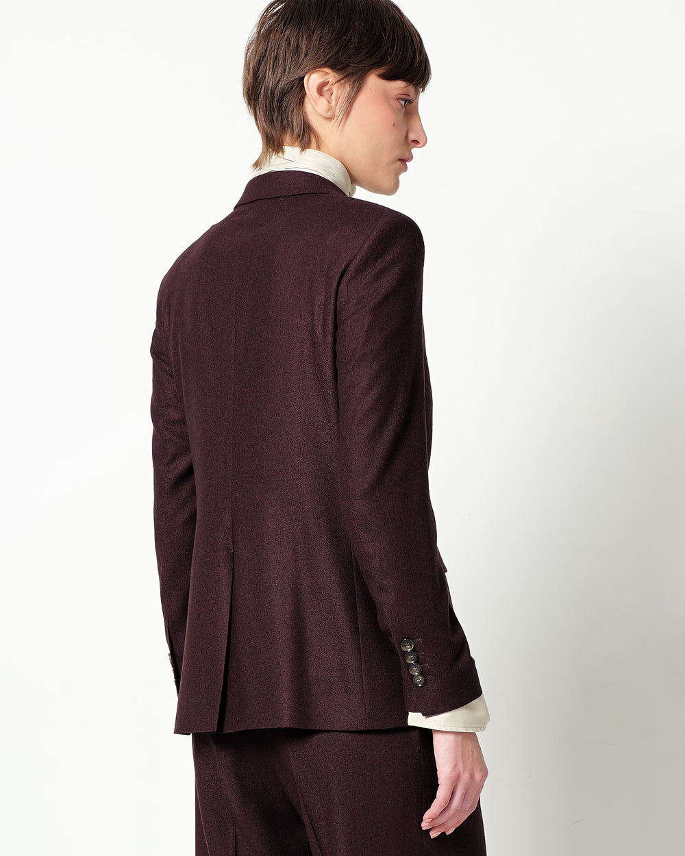 double breasted blazer in stretch wool blend twill
