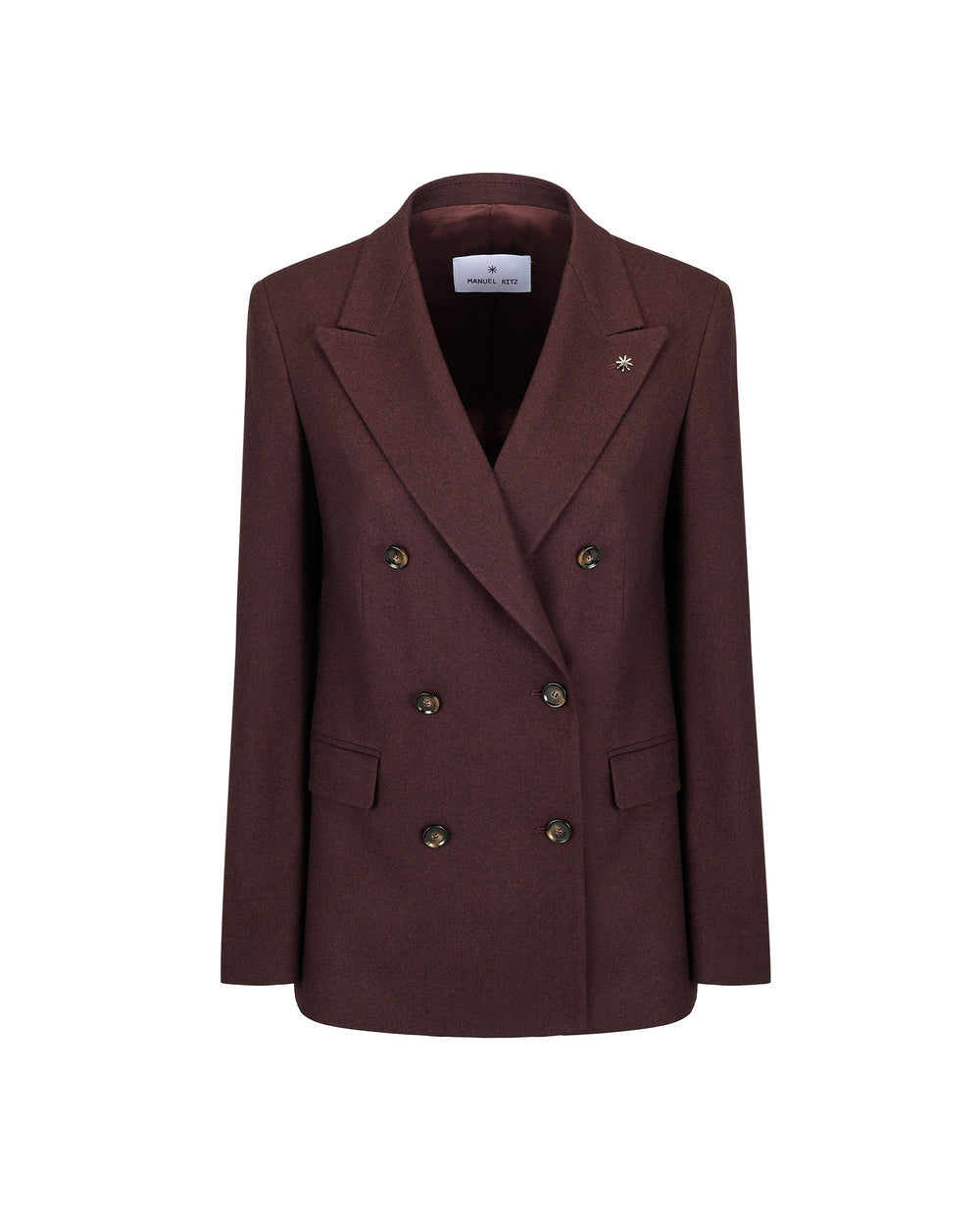 double breasted blazer in stretch wool blend twill