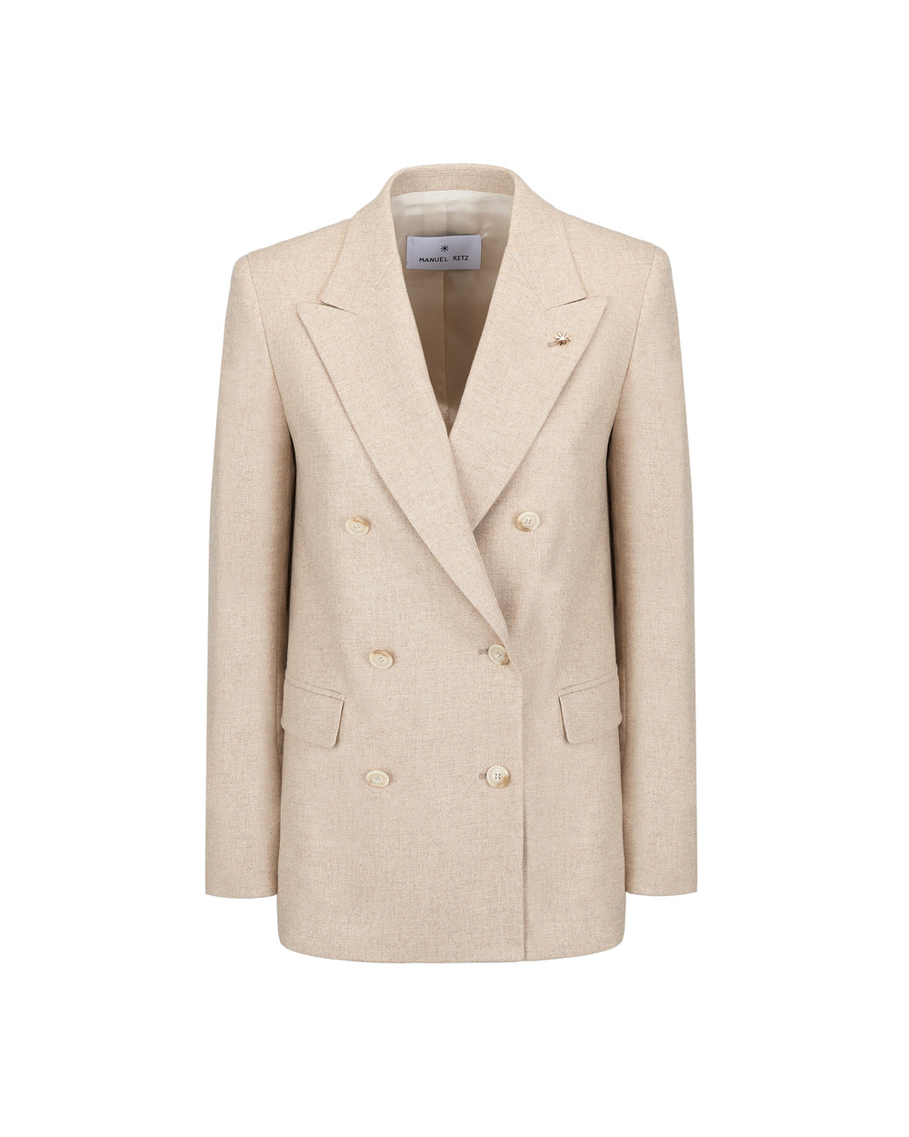 double breasted blazer in stretch wool blend twill