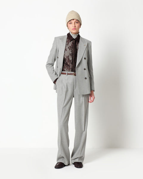 double breasted blazer in stretch wool blend twill