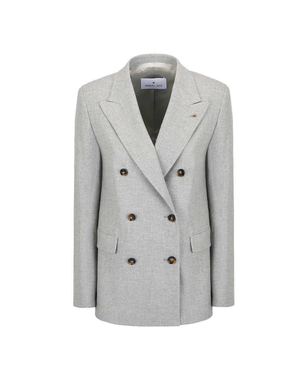 double breasted blazer in stretch wool blend twill