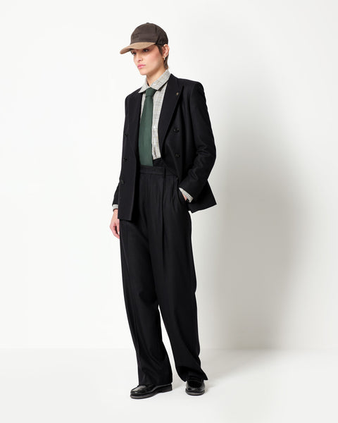 double breasted blazer in stretch wool blend twill