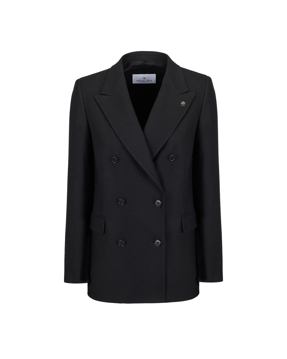 double breasted blazer in stretch wool blend twill