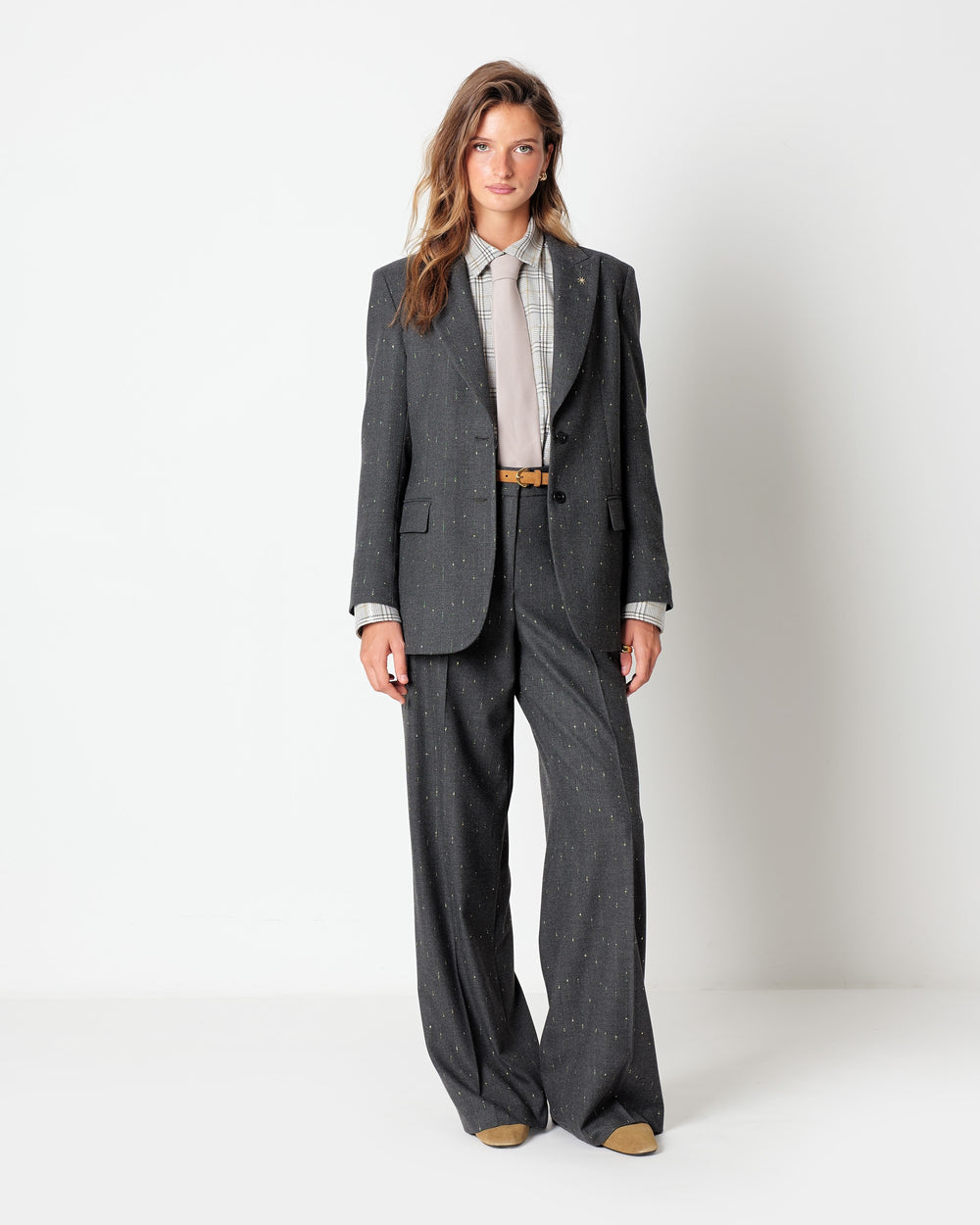 gray lurex pinstripe blazer