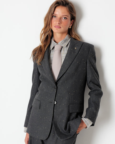 gray lurex pinstripe blazer