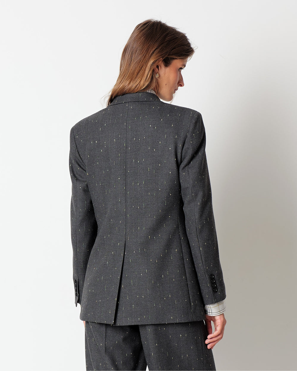gray lurex pinstripe blazer