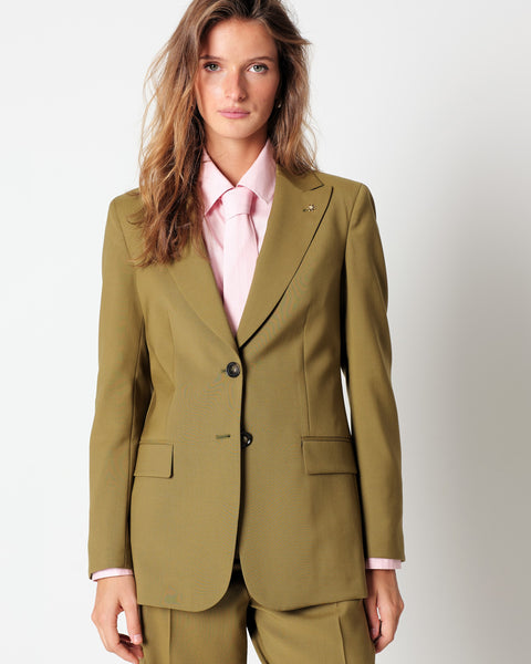 green stretch wool blazer