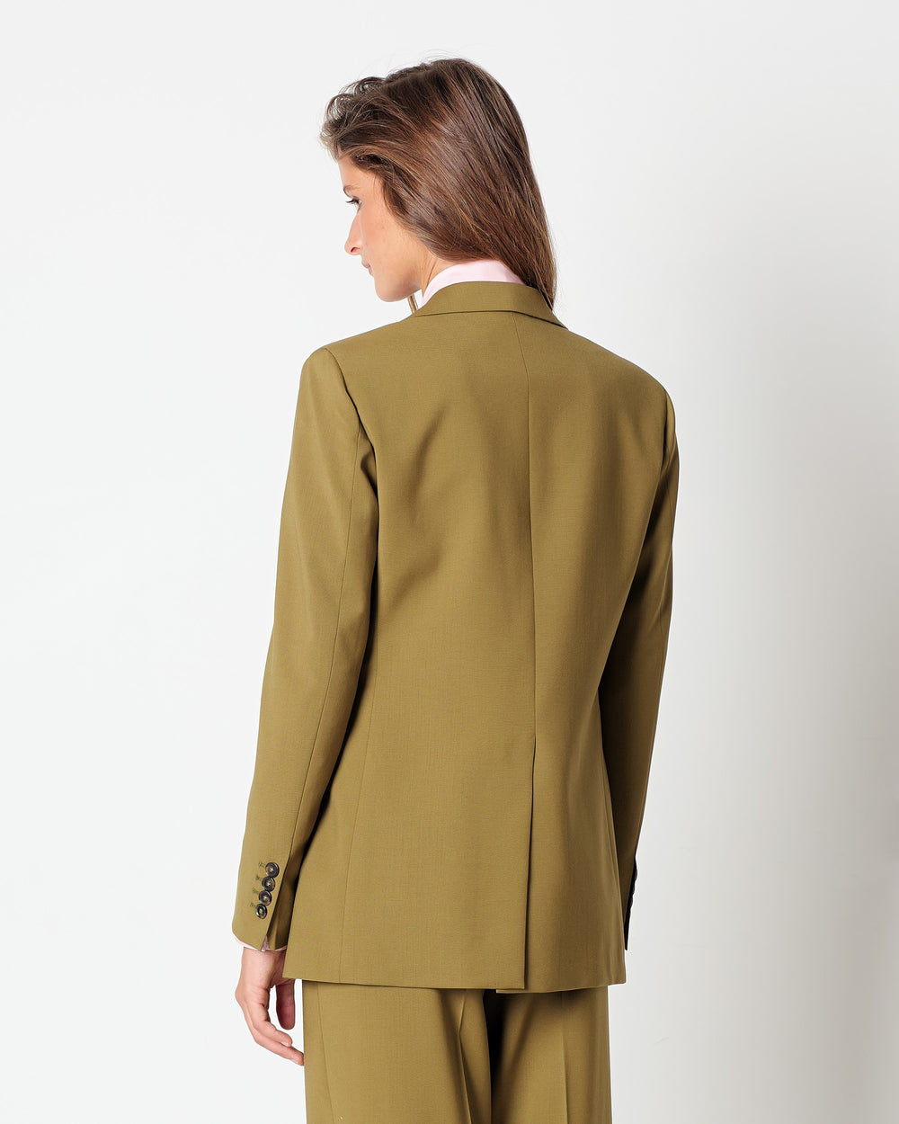 green stretch wool blazer