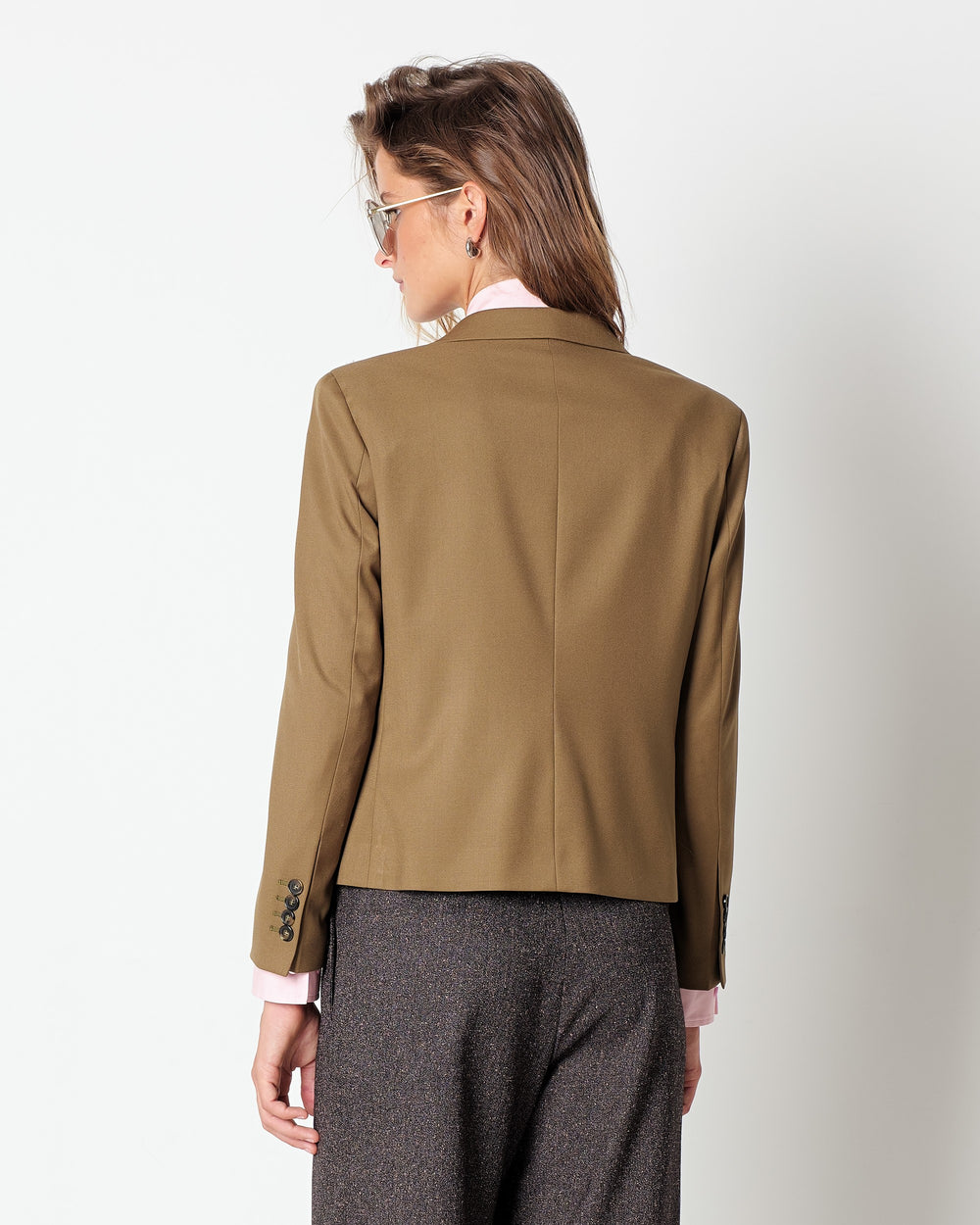 green stretch poly viscose blazer