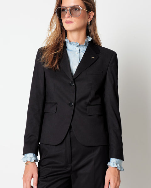 black stretch poly viscose blazer