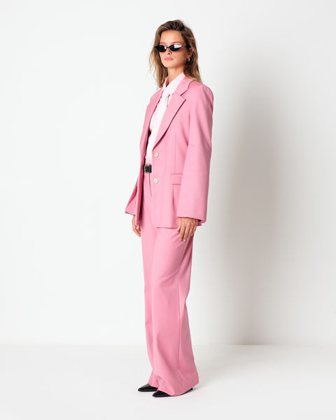 pink stretch poly viscose blazer