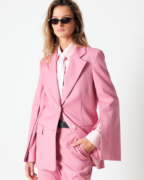 pink stretch poly viscose blazer