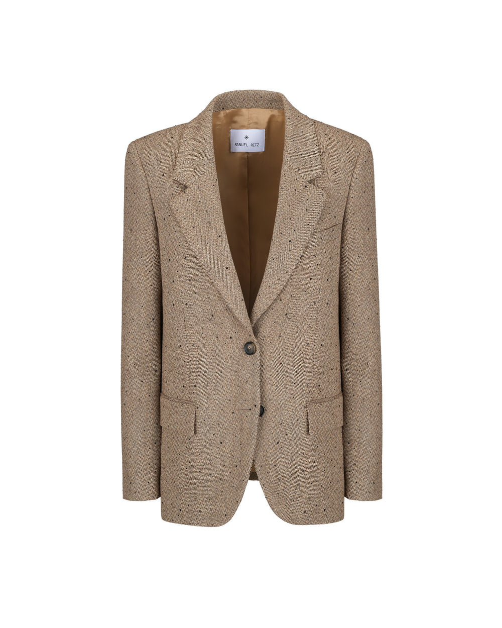 brown chevron blazer with appliques
