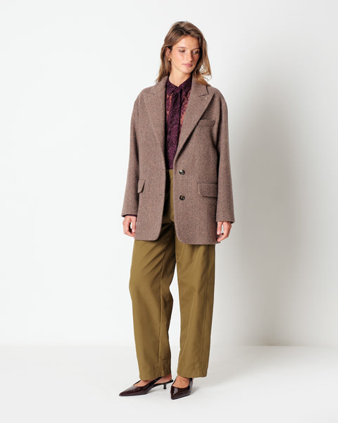brown melange` chevron blazer