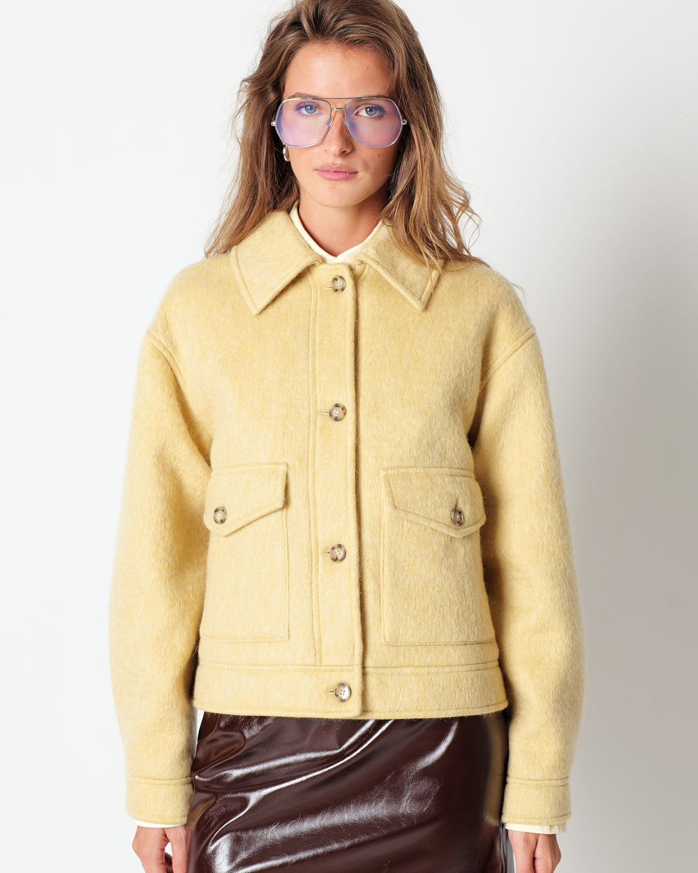 yellow wool and mohair blend jacket