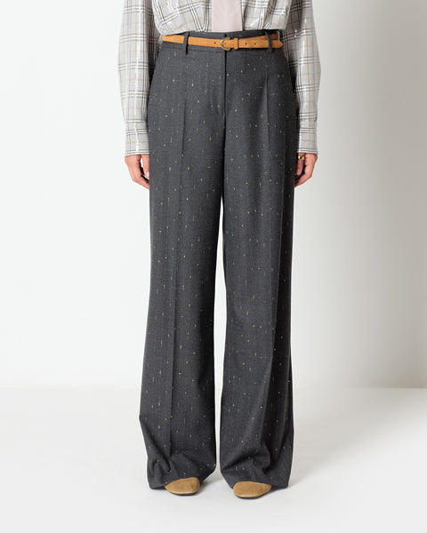 gray straight pinstripe lurex trousers