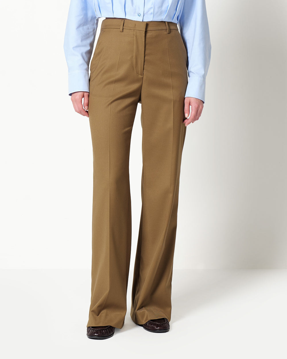 wide leg stretch viscose poly trousers
