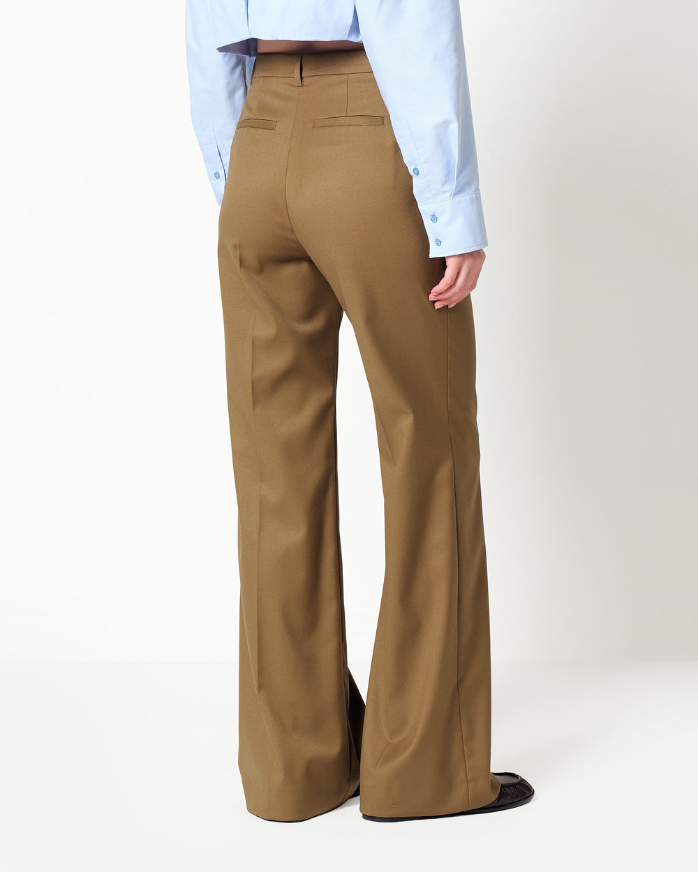 wide leg stretch viscose poly trousers