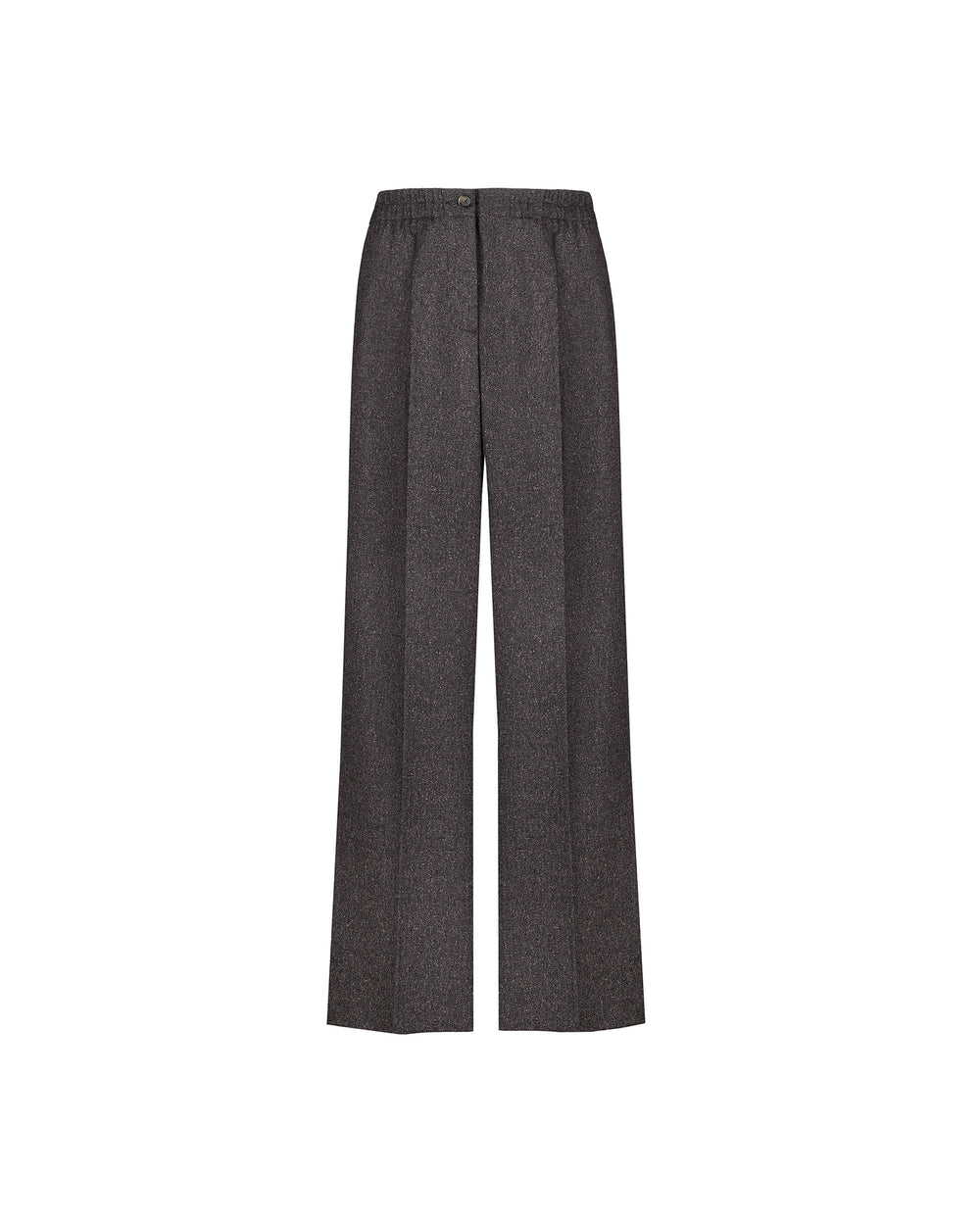 brown melange` viscose poly pleated trousers