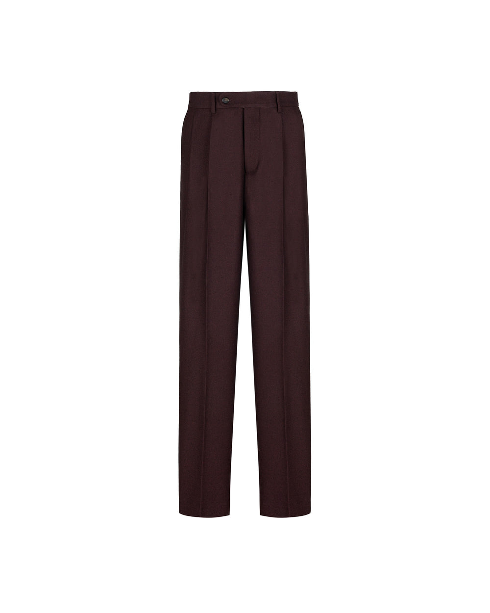 stretch wool blend twill double pleated trousers